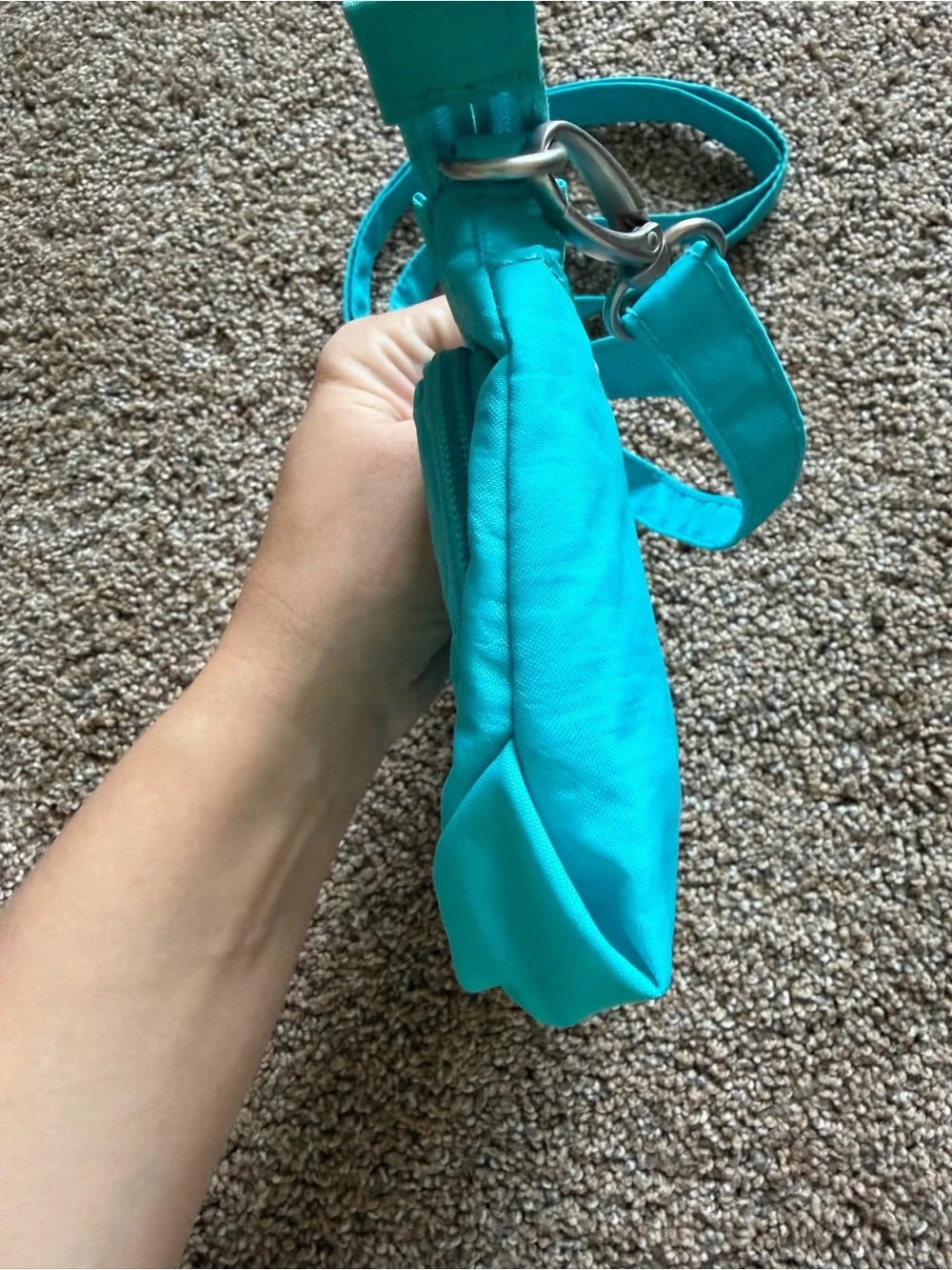 BAGGALLINI Bright Teal Turquoise Small Nylon Zippered Crossbody Shoulder Bag